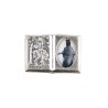 Plaque auto forme livre H. 2,5 x 3,7 cm en metal de saint Christophe avec resine des saints..