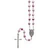 Chapelet grains tachetés 7 mm, chaîne argentée, croix avec Christ, longueur au cœur 34 cm. Plusieurs douleurs..