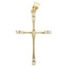 Croix de cou sertie de pierres OZ aux extrémités, en plaqué or H 2,8 cm Livrée en boite..