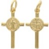 Croix de cou en plaqué or de saint Benoit avec médaille au centre H. 2.1 cm. Livrée en boite..