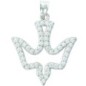 Pendentif colombe ajouré en argent rhodié 925 °/°° avec pierres OZ (1.4 g) H. 2 cm. Livré en boite..