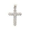 Croix de cou en argent 925 °/°° rhodié, sertie de pierres OZ H 2 cm (0.9 g). Livrée en boite..