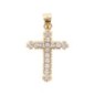 Croix de cou en plaqué or, sertie de pierres OZ H. 2 cm. Livrée en boite..