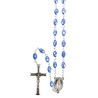 Chapelet grains semi-cristal 7 mm, chaîne argentée, croix Christ, 40 cm au cœur, dispo en plusieurs couleurs..