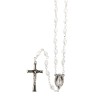 Chapelet grains semi-cristal 7 mm, chaîne argentée, croix Christ, 40 cm au cœur, dispo en plusieurs couleurs..