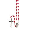 Chapelet grains semi-cristal 7 mm, chaîne argentée, croix Christ, 40 cm au cœur, dispo en plusieurs couleurs..