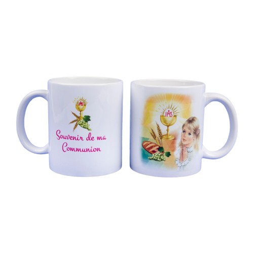 Mug 9.5 cm - Souvenir de ma communion S01 / Fille + JHS.