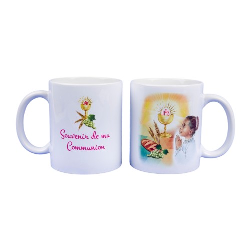 Mug 9.5 cm - Souvenir de ma communion S03 / Fille D + JHS.