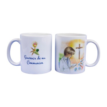 Mug 9.5 cm - Souvenir de ma communion S06 / Garcon + croix.