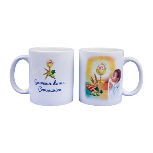 Mug 9.5 cm - Souvenir de ma communion S07 / Garcon D + JHS.