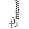 Chapelet grains en bois, Ø 7 mm, chaine couleur argentee avec fermoir, longueur au cœur 28 cm, croix avec Christ..
