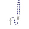 Chapelet grains facettés 7 mm, chaîne argentée, croix avec Christ, 34 cm au cœur. Plusieurs couleurs.