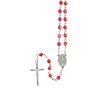 Chapelet grains facettés 7 mm, chaîne argentée, croix avec Christ, 34 cm au cœur. Plusieurs couleurs.