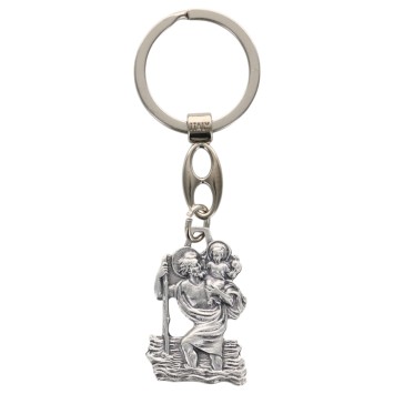 Porte-clés en métal représentant la silhouette de Saint Christophe – Hauteur 3 cm.