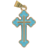 Croix de cou orthodoxe en metal couleur doree emaille H. 2,5 cm..