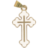 Croix de cou orthodoxe en metal couleur doree emaille H. 2,5 cm..
