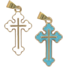 Croix de cou orthodoxe en metal couleur doree emaille H. 2,5 cm..