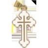 Croix de cou orthodoxe en metal couleur doree emaille H. 2,5 cm..