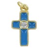 Croix de cou en metal couleur doree emaille avec centre pierres OZ H. 1,5 cm..