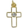 Croix de cou en metal couleur doree emaille avec centre pierres OZ H. 1,5 cm..