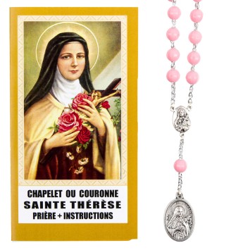 Chapelet de dévotion de sainte Thérèse avec notice explicative, livre en sachet individuel..
