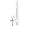 Chapelet grains semi-cristal avec coupelles argentee , Ø 4 mm sur chaine et croix avec Christ+boite..