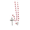 Chapelet grains semi-cristal avec coupelles argentee , Ø 4 mm sur chaine et croix avec Christ+boite..