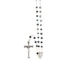 Chapelet grains semi-cristal avec coupelles argentee , Ø 4 mm sur chaine et croix avec Christ+boite..