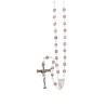 Chapelet grains semi-cristal avec coupelles argentee , Ø 4 mm sur chaine et croix avec Christ+boite..