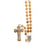 Chapelet grains en bois d´olivier Ø 9 mm, chaine couleur argentée, longueur au cœur 37 cm, croix avec Christ..