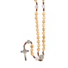 Chapelet de saint Benoît sur corde avec fermoir, grains en bois clair 7 mm, croix de saint Benoît, 30 cm au cœur..