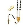 Chapelet dore en acier inoxydable, grains en verre 4 mm, coeur Guadeloupe avec fermoir avec croix. Plusieurs couleurs..