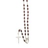 Chapelet grains en bois, Ø 6 mm, chaine couleur argentee, longueur au cœur 36 cm, croix avec Christ..