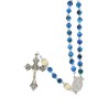 Chapelet grains tachetes, paters en bois, Ø 7 mm, fil en fibre synthetique, longueur au cœur 26 cm, croix avec Christ..
