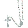 Chapelet grains tachetes, paters en bois, Ø 7 mm, fil en fibre synthetique, longueur au cœur 26 cm, croix avec Christ..