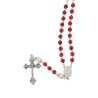 Chapelet grains tachetes, paters en bois, Ø 7 mm, fil en fibre synthetique, longueur au cœur 26 cm, croix avec Christ..