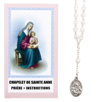 Chapelet de dévotion de sainte Anne avec notice explicative, livré en sachet individuel..