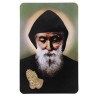 Carte priere plastifiee avec poincon dore imitation medaille H.8.5 x 5.4 cm, plusieurs saints..