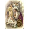 Carte priere plastifiee avec poincon dore imitation medaille H.8.5 x 5.4 cm, plusieurs saints..