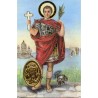 Carte priere plastifiee avec poincon dore imitation medaille H.8.5 x 5.4 cm, plusieurs saints..