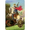 Carte priere plastifiee avec poincon dore imitation medaille H.8.5 x 5.4 cm, plusieurs saints..