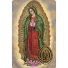 Carte priere plastifiee avec poincon dore imitation medaille H.8.5 x 5.4 cm, plusieurs saints..