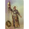 Carte priere plastifiee avec poincon dore imitation medaille H.8.5 x 5.4 cm, plusieurs saints..