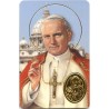 Carte priere plastifiee avec poincon dore imitation medaille H.8.5 x 5.4 cm, plusieurs saints..