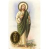Carte priere plastifiee avec poincon dore imitation medaille H.8.5 x 5.4 cm, plusieurs saints..