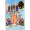 Carte priere plastifiee avec poincon dore imitation medaille H.8.5 x 5.4 cm, plusieurs saints..