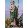 Carte priere plastifiee avec poincon dore imitation medaille H.8.5 x 5.4 cm, plusieurs saints..