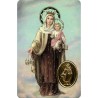 Carte priere plastifiee avec poincon dore imitation medaille H.8.5 x 5.4 cm, plusieurs saints..
