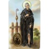 Carte priere plastifiee avec poincon dore imitation medaille H.8.5 x 5.4 cm, plusieurs saints..