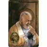 Carte priere plastifiee avec poincon dore imitation medaille H.8.5 x 5.4 cm, plusieurs saints..